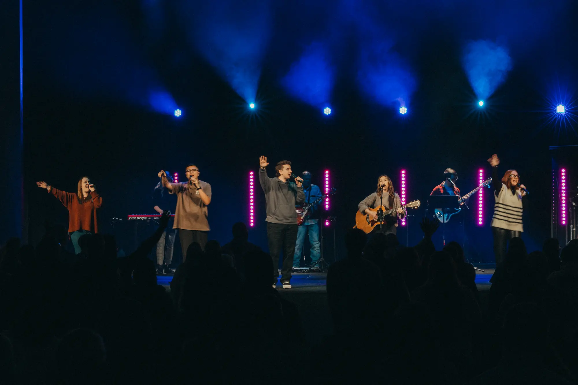 Teaching from the stage on a Sunday morning