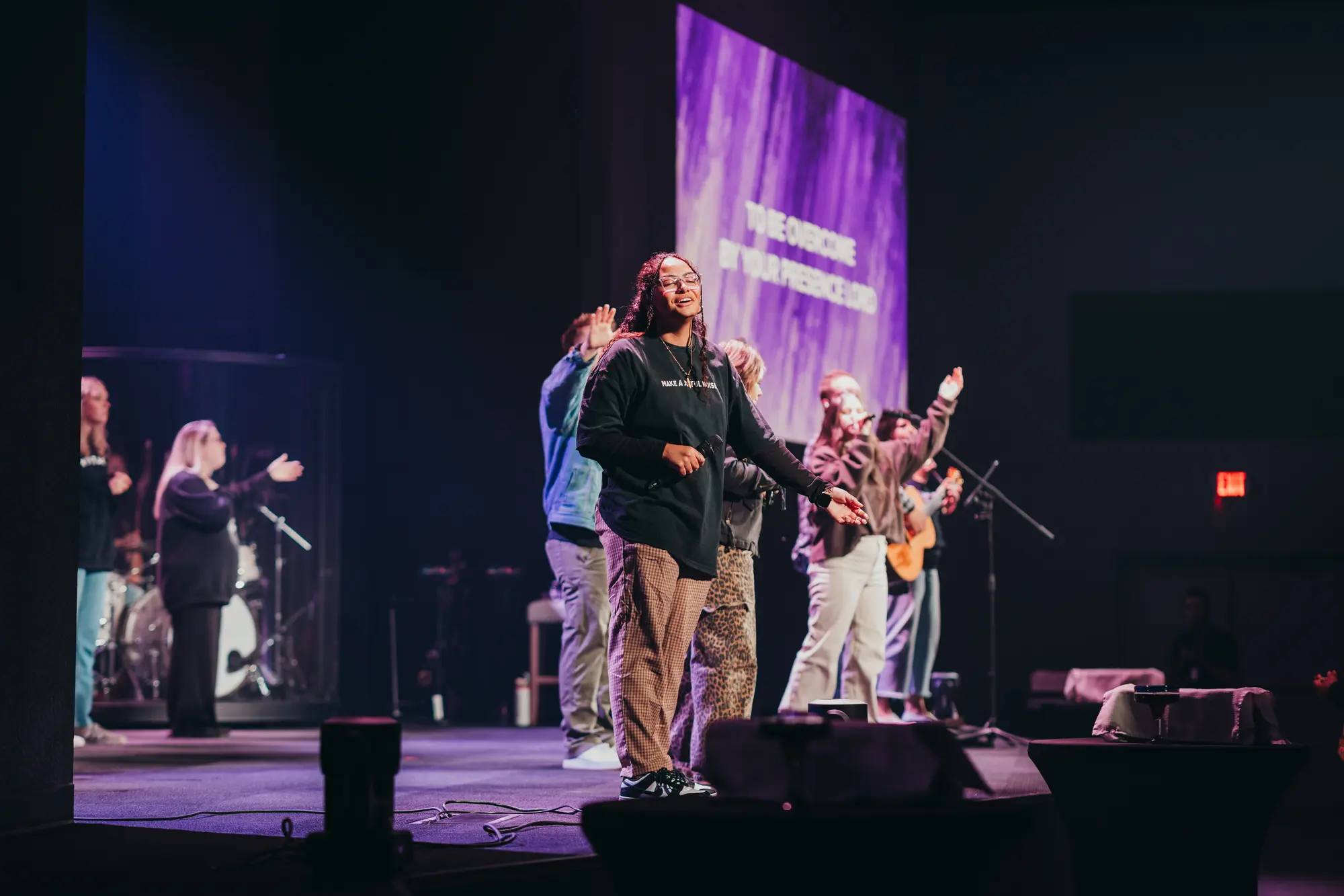 The congregation gathered in worship