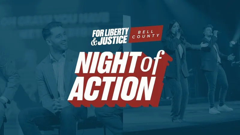 For Liberty and Justice Night of Action event graphic